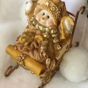 Charming Gold and White Holiday Figurine